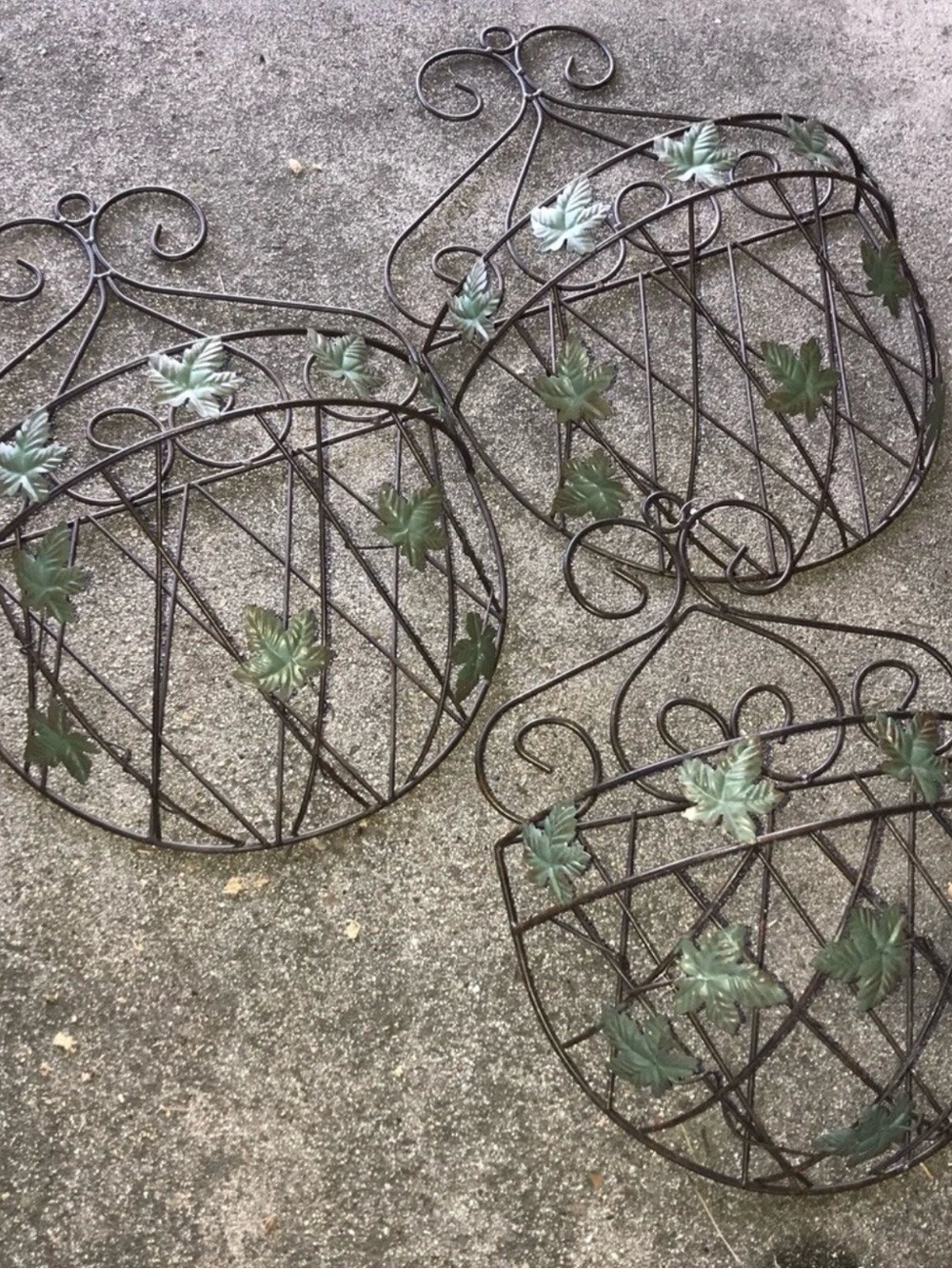 Three Vintage Outdoor Wall Wire Baskets